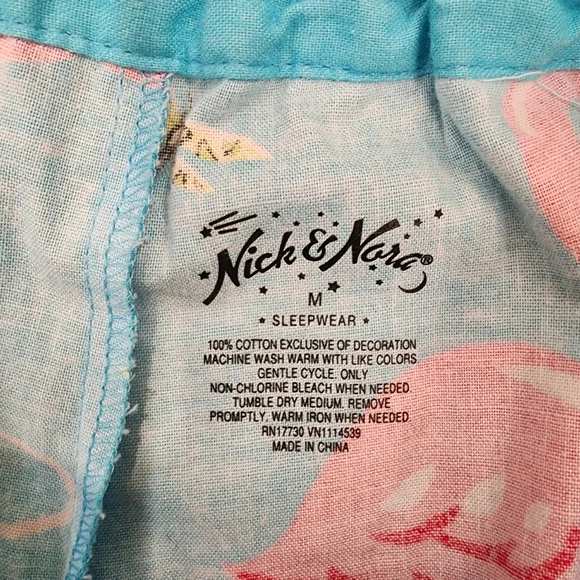 Nick & Nora Flannel Pajama Bottoms Flamingo Dragonfly Lilly Pad Plaid size Med - Picture 6 of 10